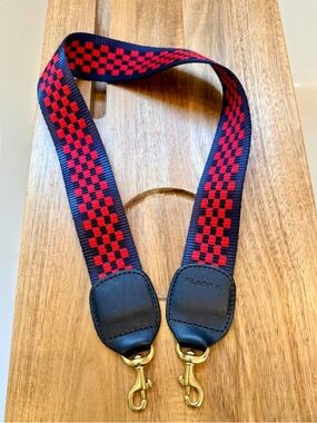 Clare V Shoulder Strap Navy & Red Checker Original $85